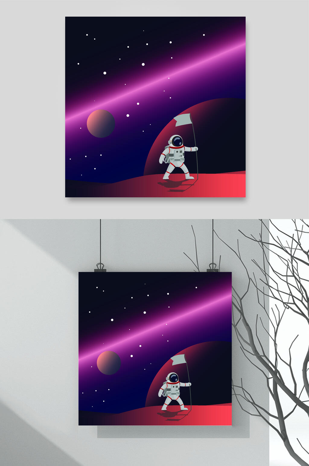 创意宇航员火箭太空矢量素材素材