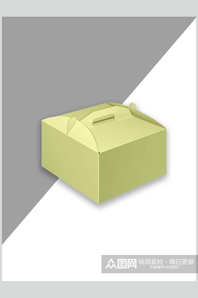立体方形手提式纸箱包装设计样机素材