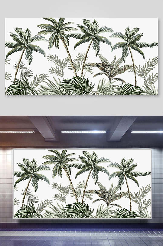 大气时尚植物手绘棕榈树矢量插画