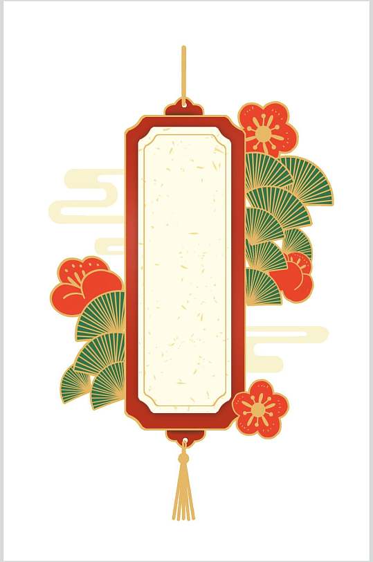 创意花朵流苏传统中式典雅边框素材