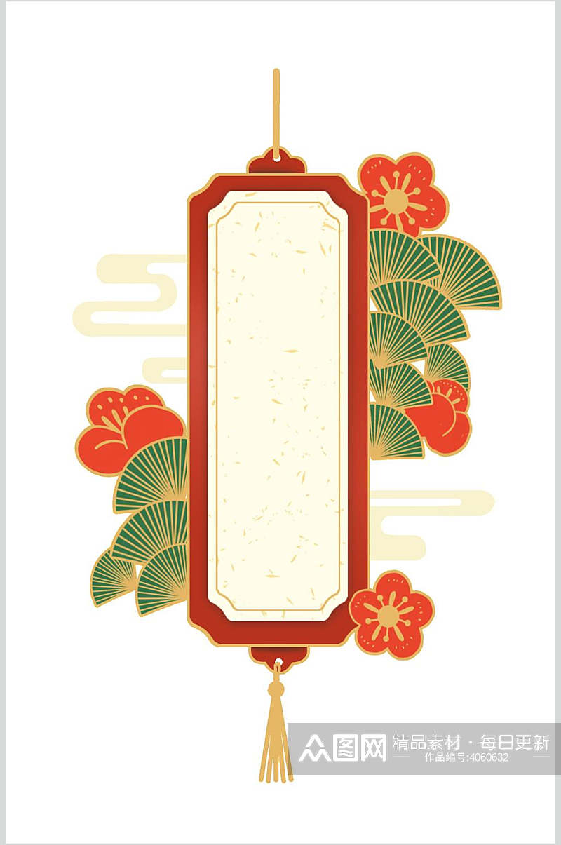 创意花朵流苏传统中式典雅边框素材素材