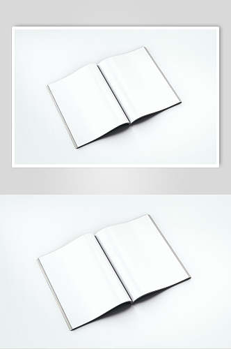 展开的白色书本智能贴图骑马钉画册书籍样机
