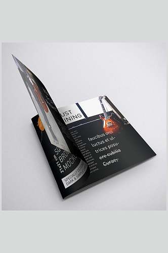 时尚吉他英文方形画册展示样机