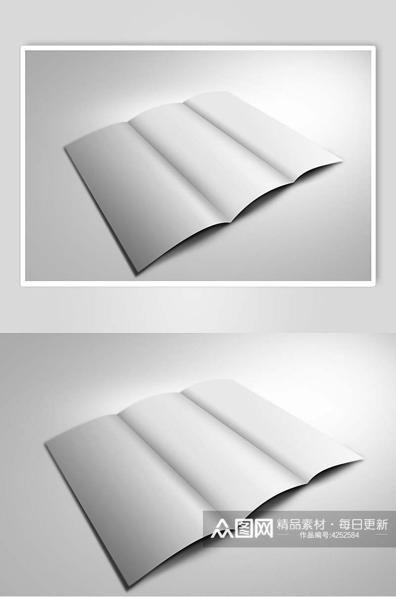 白色简约三折页展示样机素材