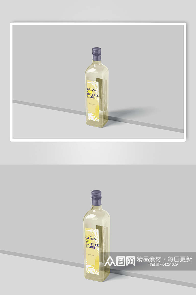 个性精简设计橄榄油玻璃瓶样机素材