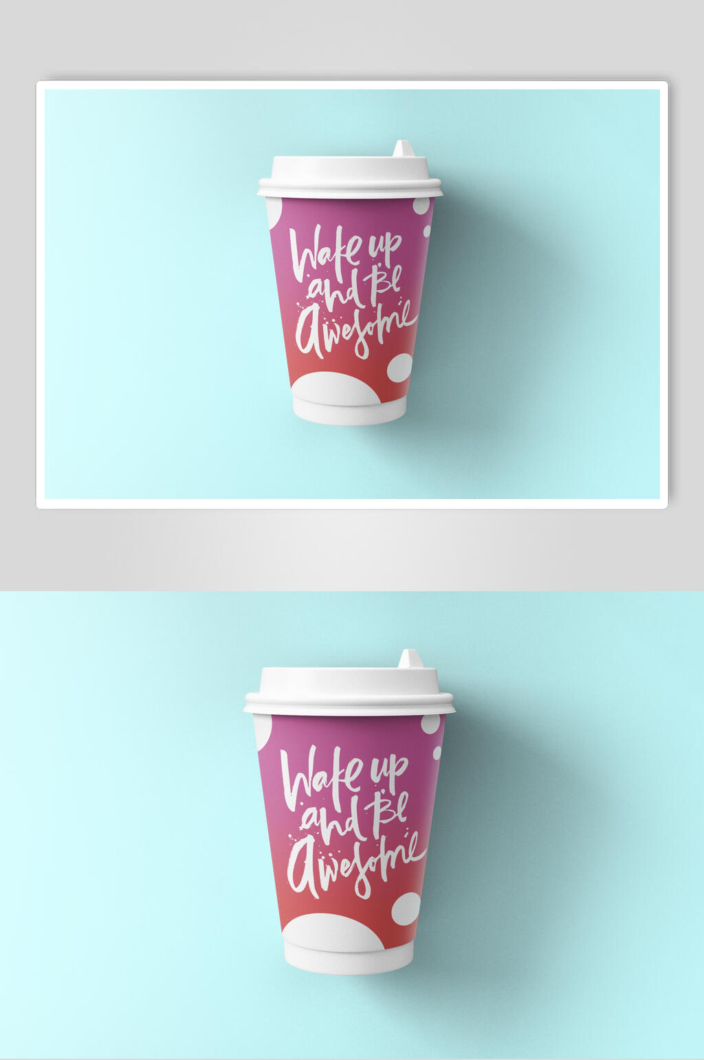 英文字母圆形盖子奶茶杯马克杯样机素材