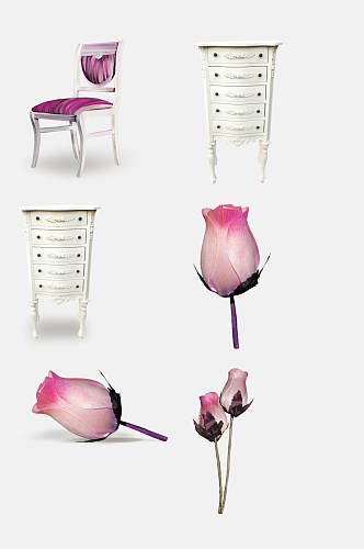 椅子花朵欧式复古梦幻装饰免抠素材