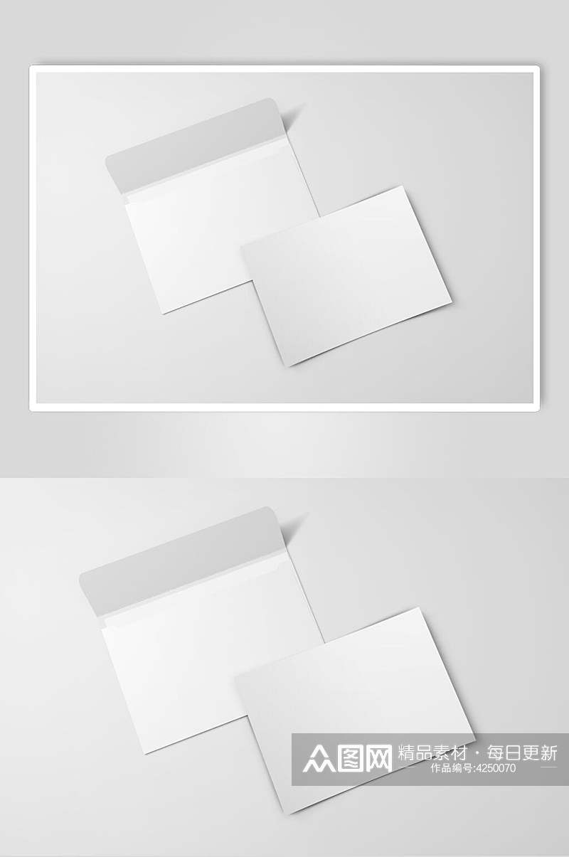 长方形简约灰白色信封纸张样机素材