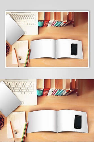 铅笔手机书本画册杂志贴图样机