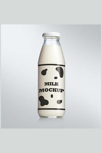 玻璃瓶简洁印花牛奶包装样机