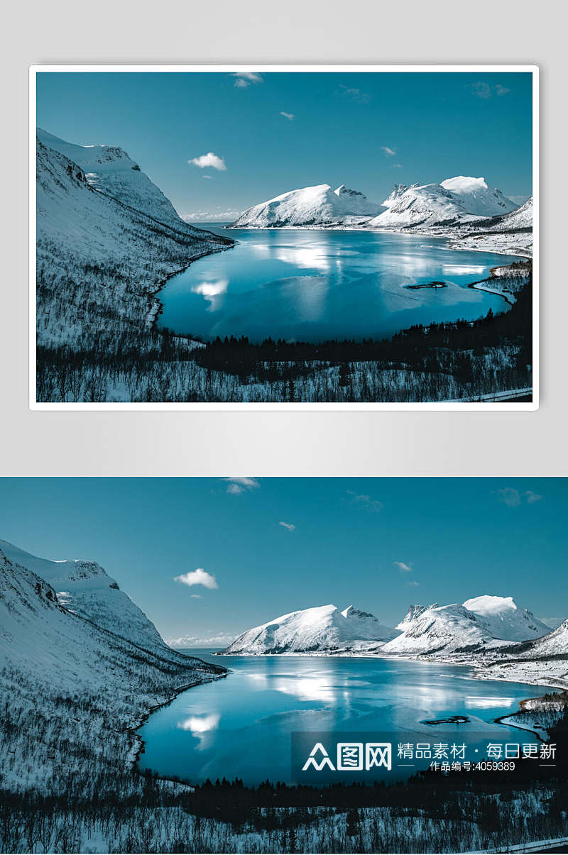 雪山中的湖面雪山高清图片素材