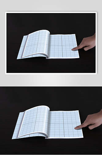 手指线条方格书籍画册智能贴图样机