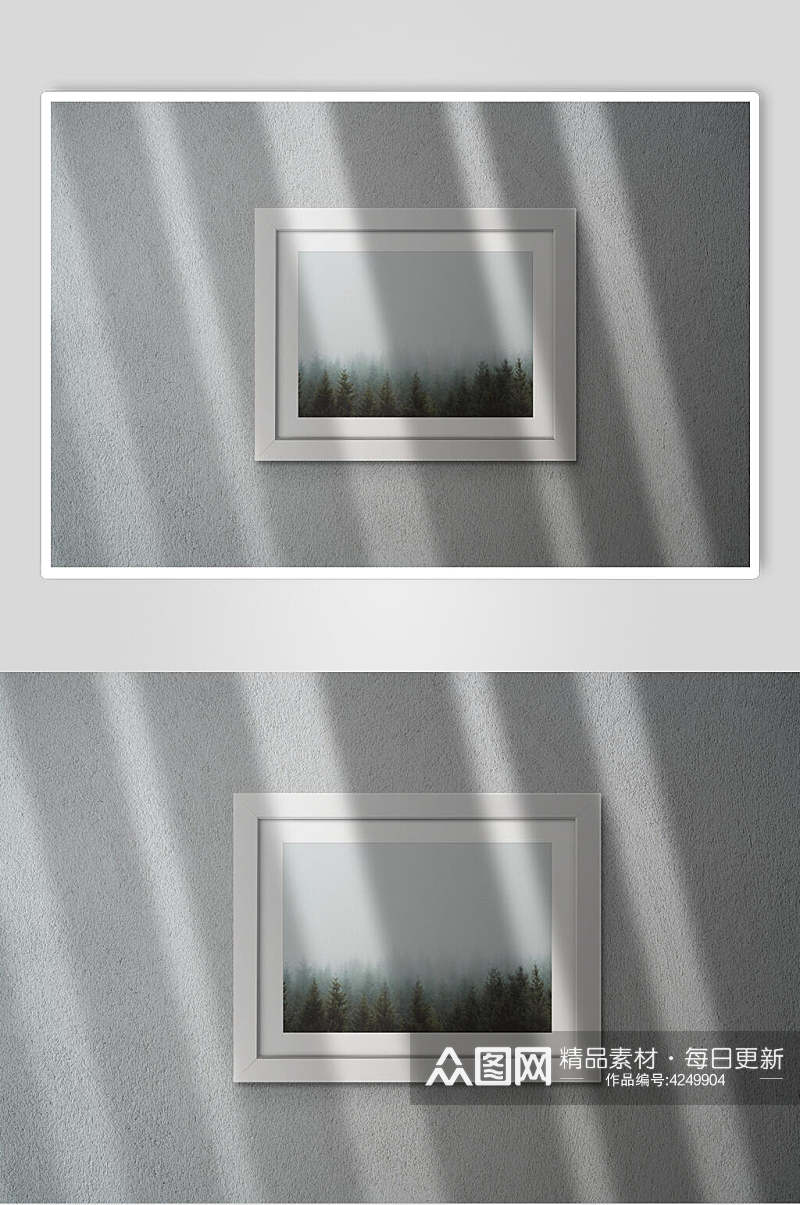相框树林灰白色光影场景VI样机素材