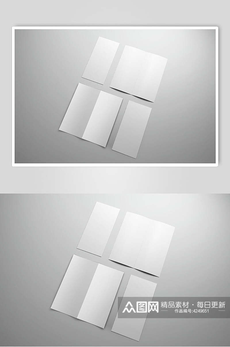 长方形双折页灰色信封纸张样机素材