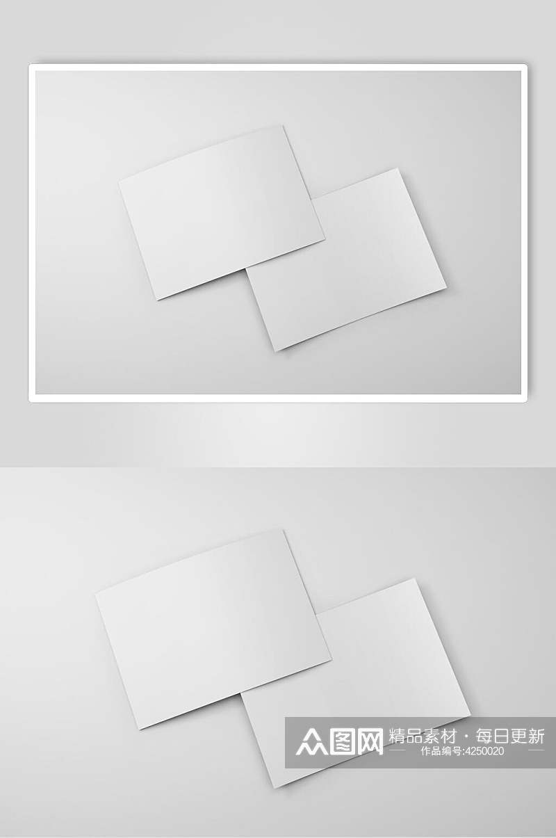 长方形简约灰白色信封纸张样机素材