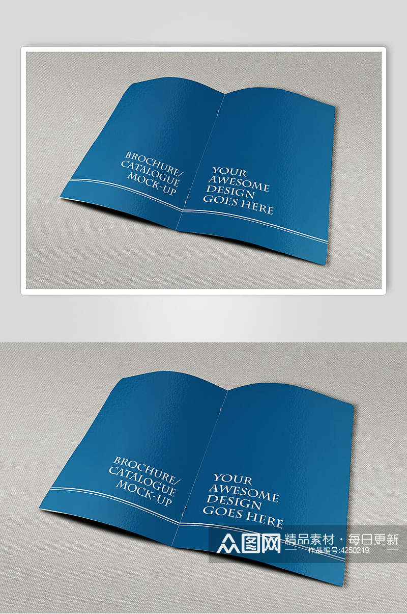 蓝色经典书籍画册智能贴图样机素材