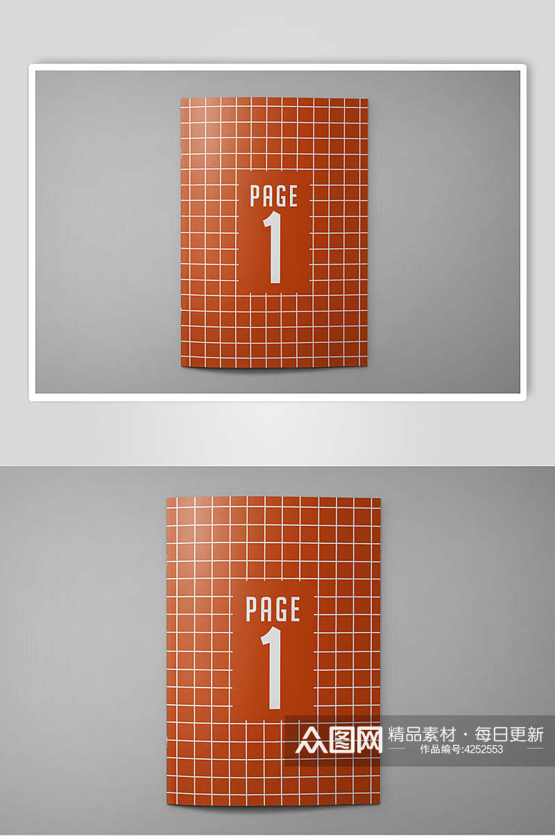 橙色线条简约书籍画册贴图样机素材