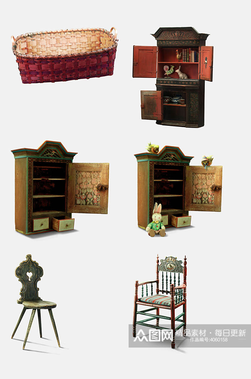 木艺柜子家具装饰品免抠素材素材