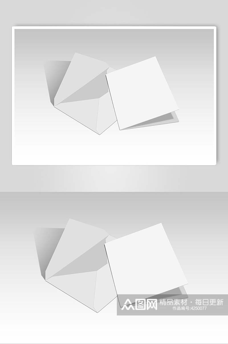 正方形简约灰白色信封纸张样机素材