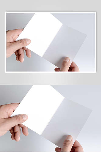 手指方形折痕白色信封纸张样机