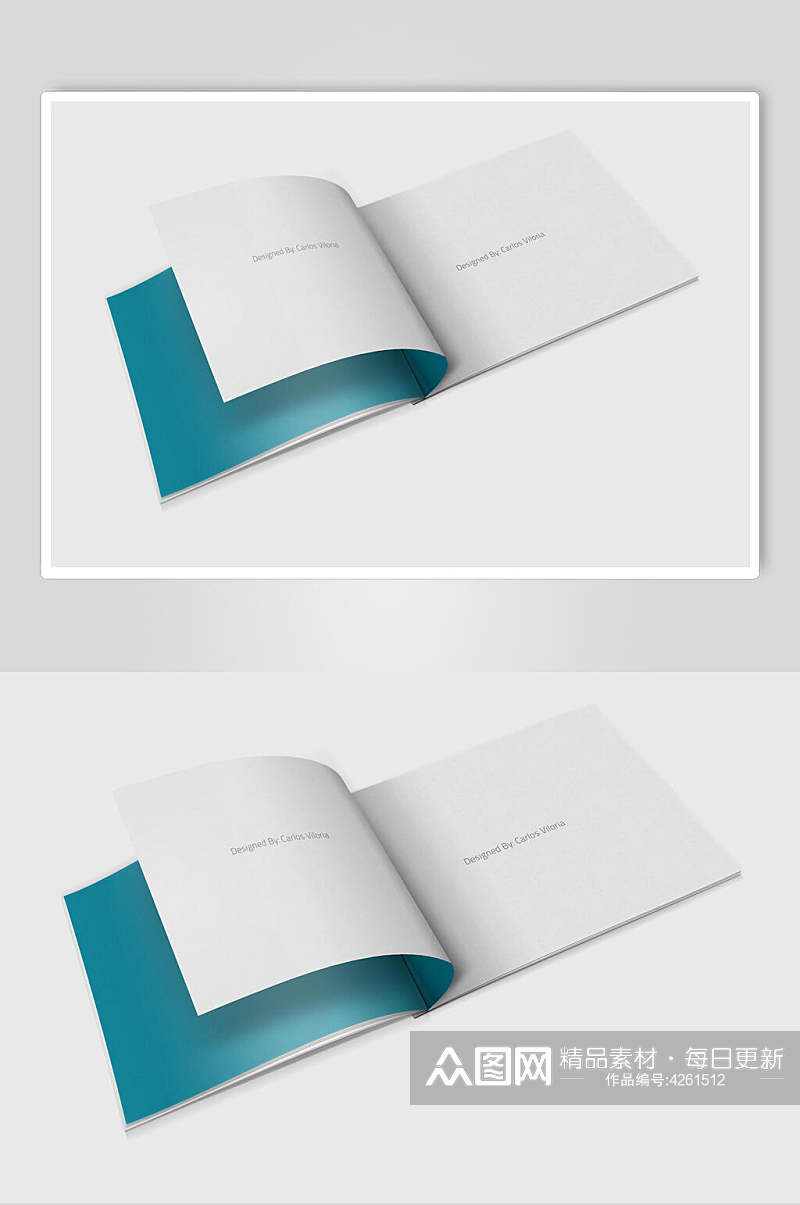 蓝色创意书籍画册智能贴图样机素材