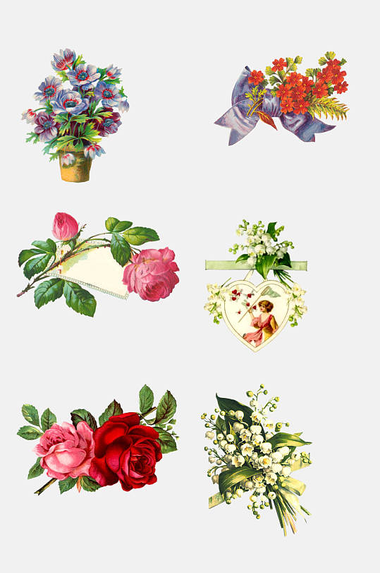 花朵欧式复古花卉免抠素材