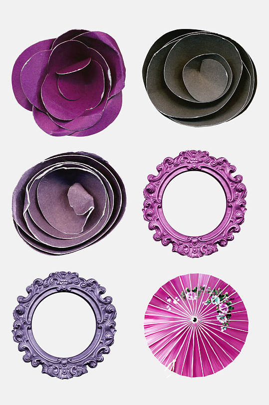 雨伞紫色欧式复古梦幻装饰免抠素材