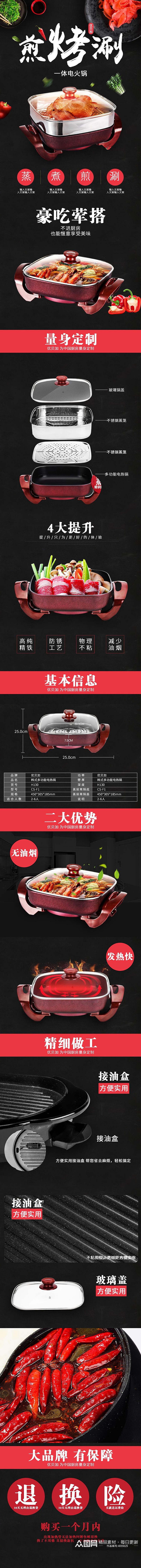 煎烤涮铁锅厨具手机版详情页素材