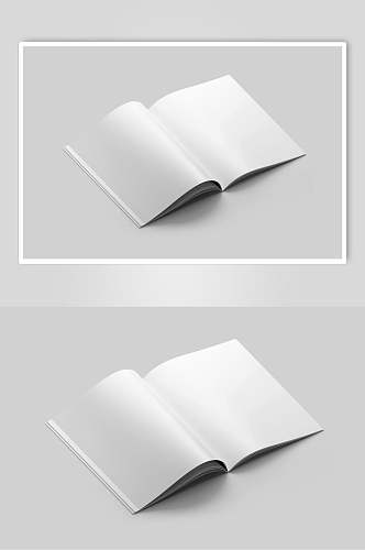 阴影灰白纸张杂志书籍贴图样机