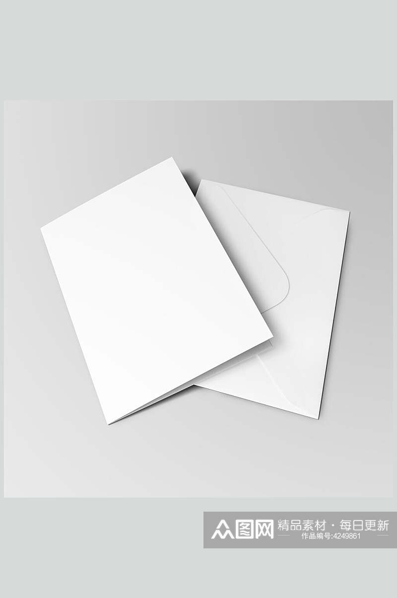 长方形扁平型灰色信封纸张样机素材