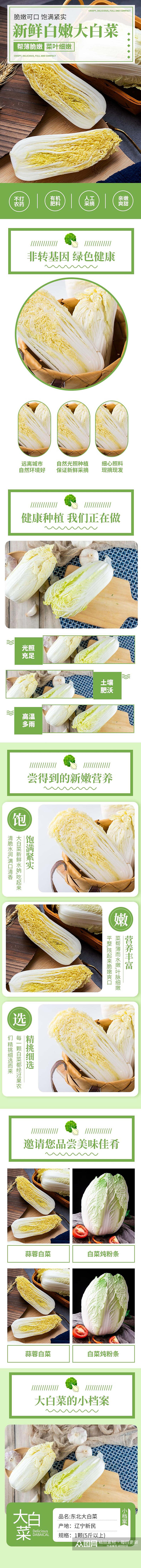 大白菜蔬菜手机版详情页素材