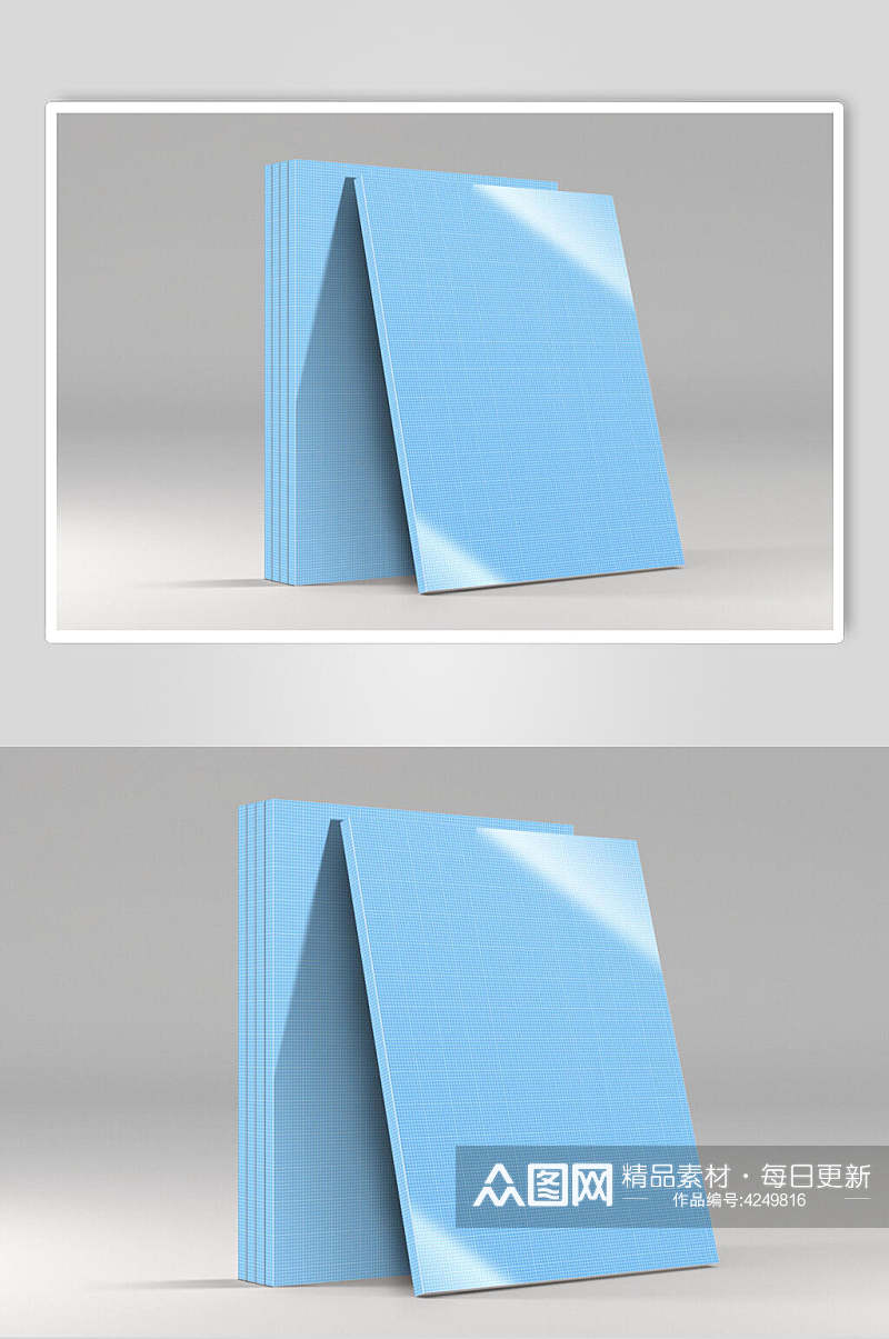 长方形灰书籍画册智能贴图样机素材