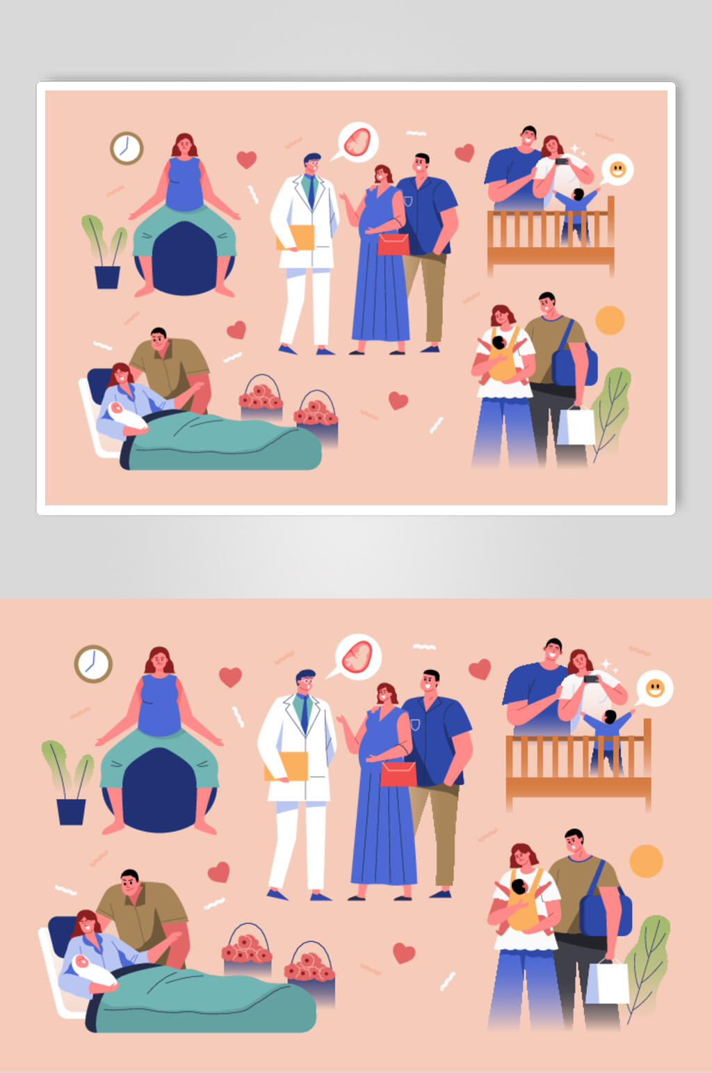 婴儿孕妇矢量素材素材