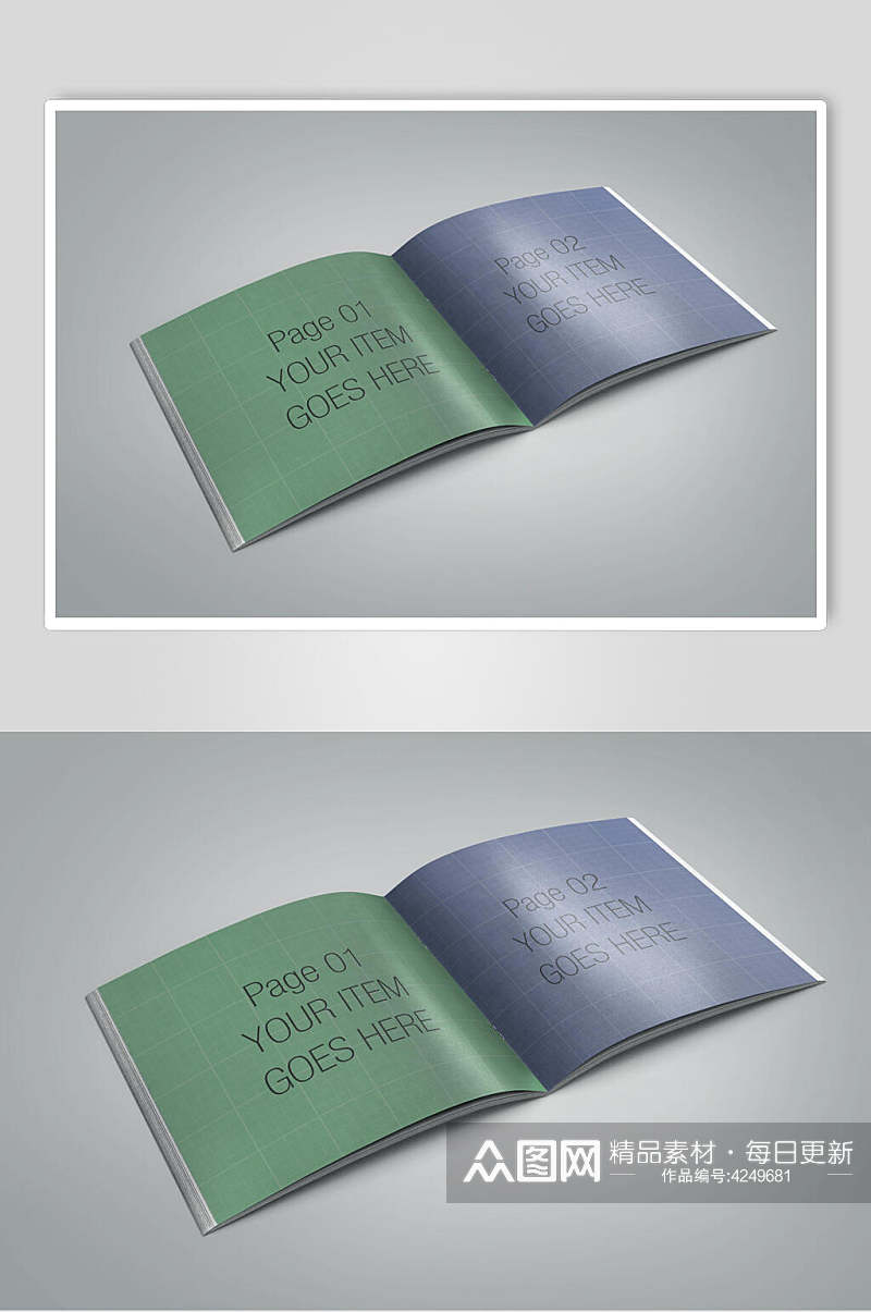 纸张英文书籍画册智能贴图样机素材