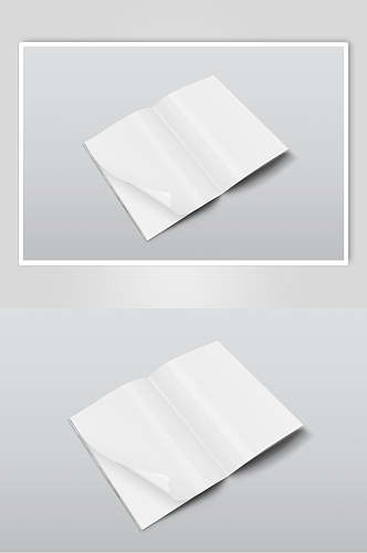 长方形灰白色纸张翻页简约样机