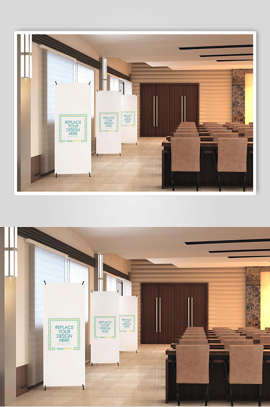 会议室展架易拉宝样机-众图网