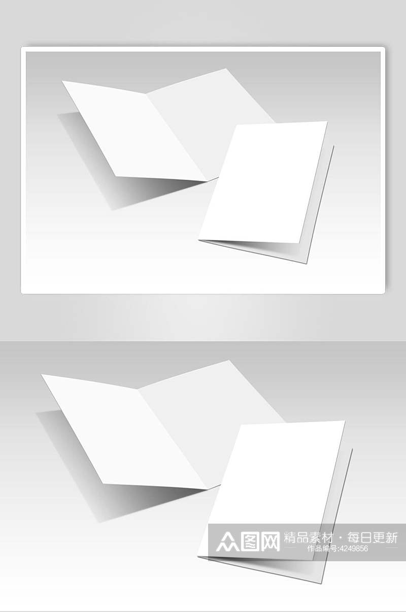 长方形二折页白色信封纸张样机素材
