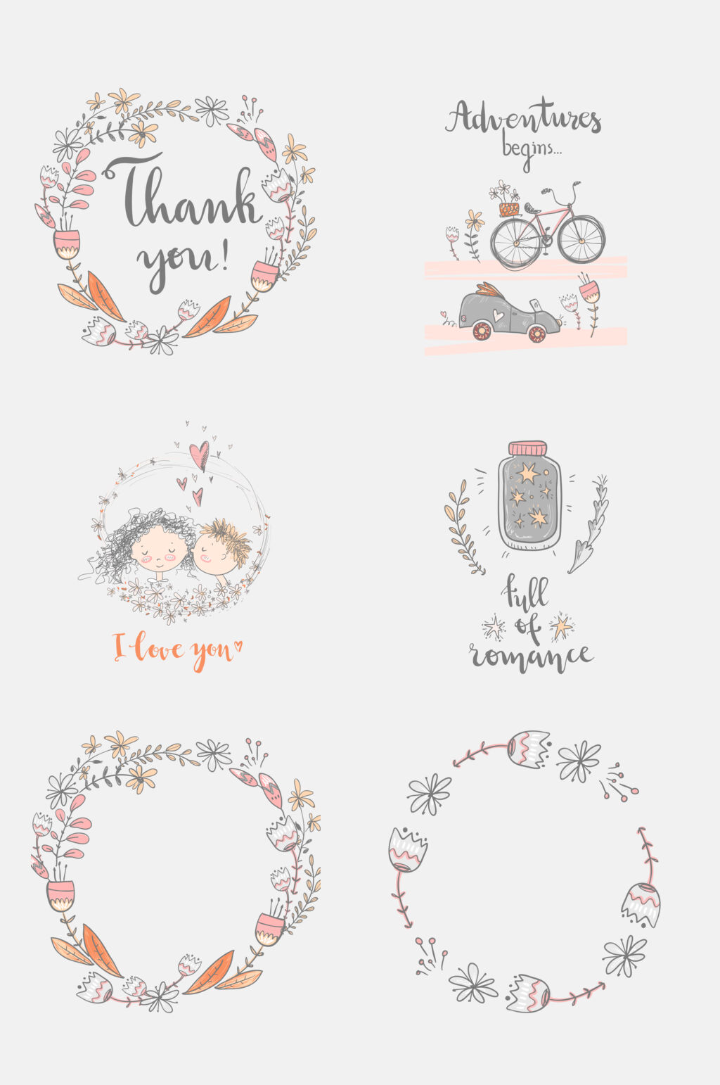 创意大气手绘花圈水彩花卉免抠素材素材