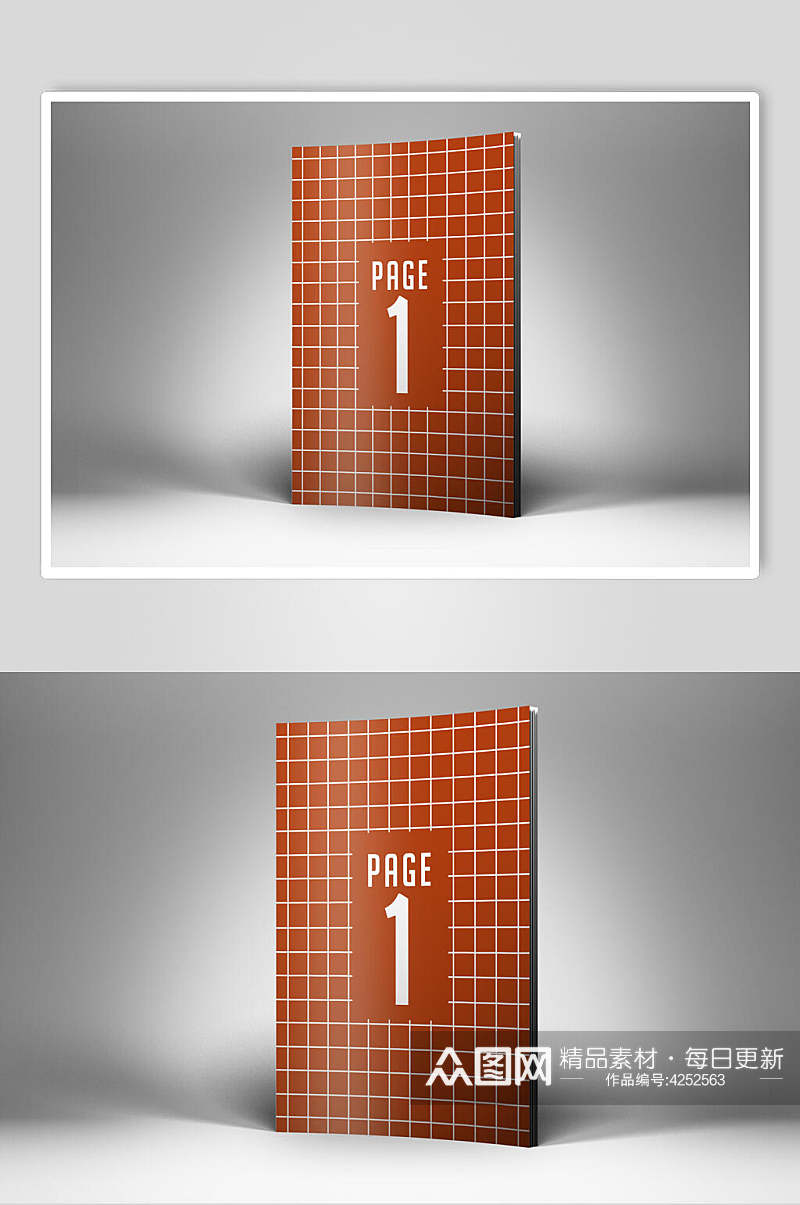橙色封面简约书籍画册贴图样机素材