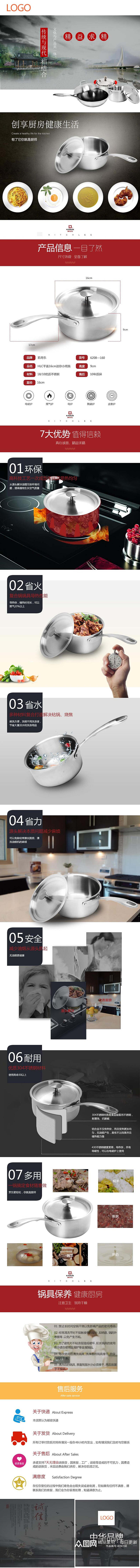 创享厨房健康生活铁锅厨具手机版详情页素材