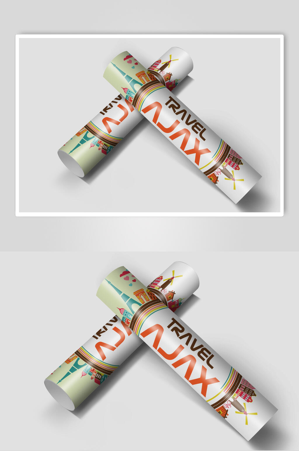 滚筒英文字母创意海报单页样机素材