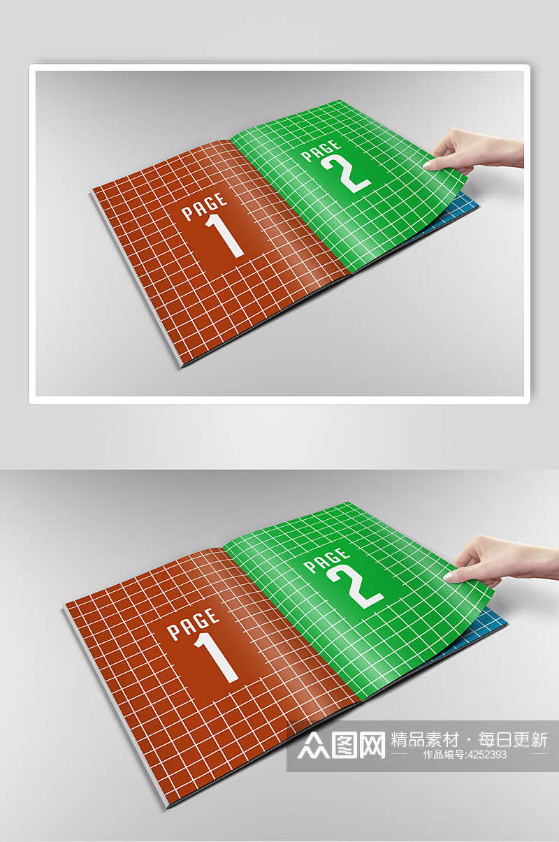橙色绿色简约书籍画册贴图样机素材