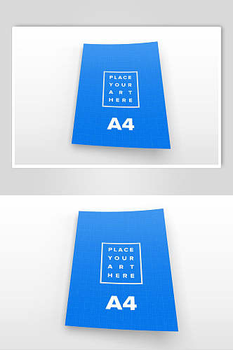 蓝色A4宣传单智能贴图样机