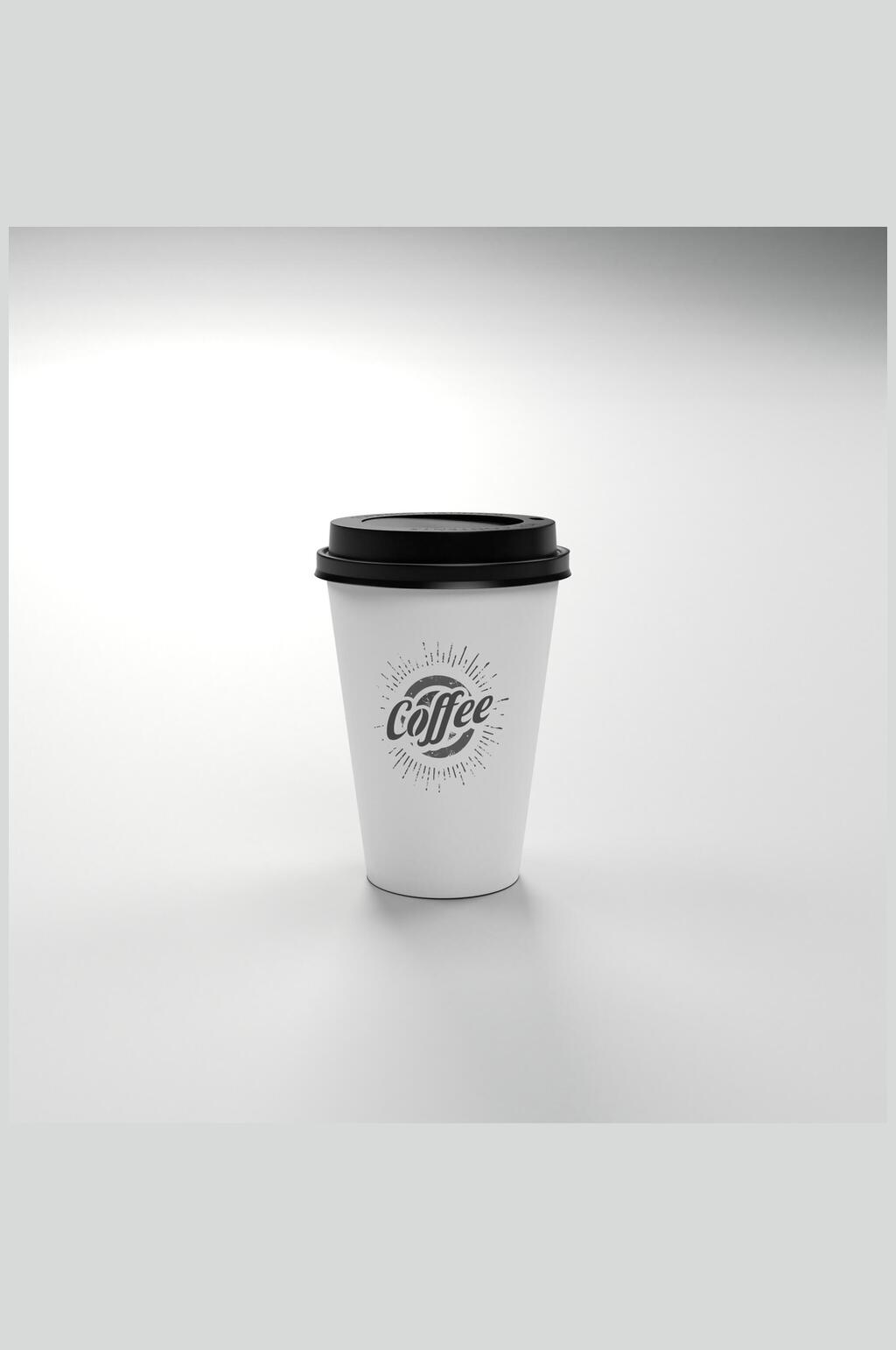 圆形盖子灰色奶茶杯马克杯样机素材