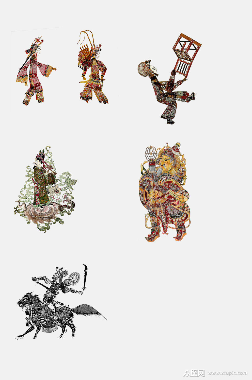 骑马国粹皮影戏服饰人物免抠素材模板下载-编号4065821-众图网