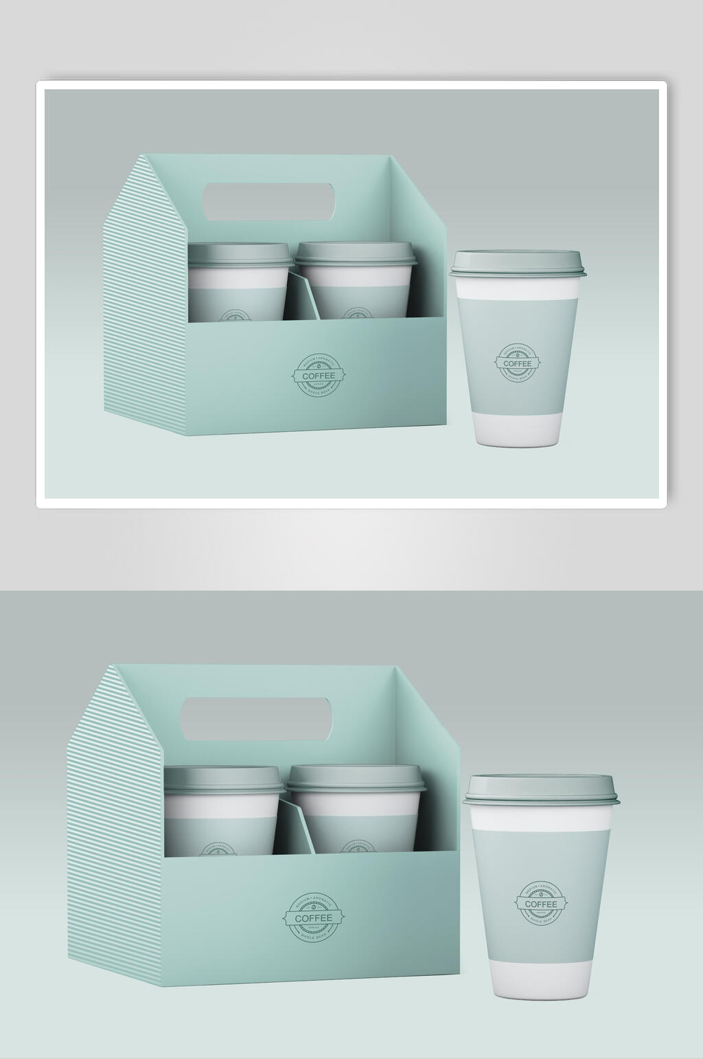 圆形盖子绿色奶茶杯马克杯样机素材