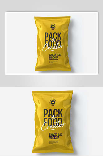 黄色创意零食包装样机