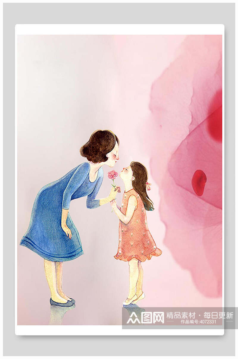 粉色母亲母亲节插画素材