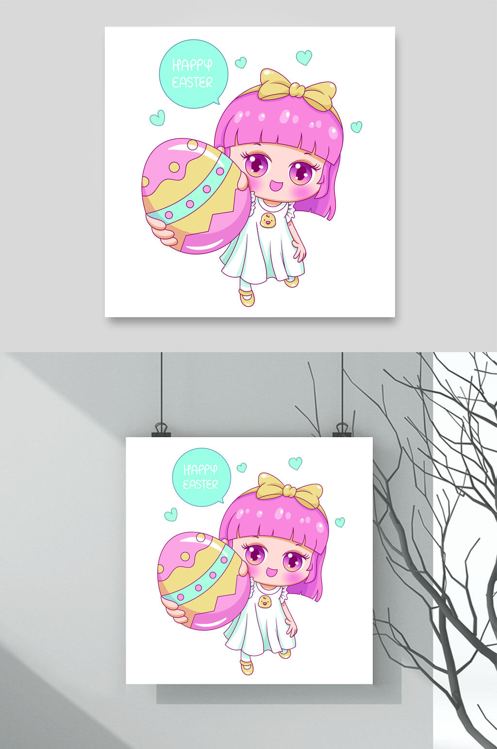 少女蛋壳清新Q版卡通职业头像素材素材