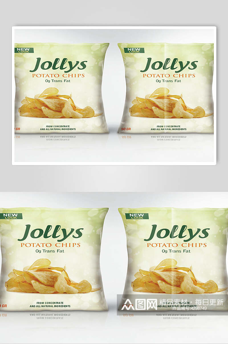 薯片英文字母绿色零食包装样机素材
